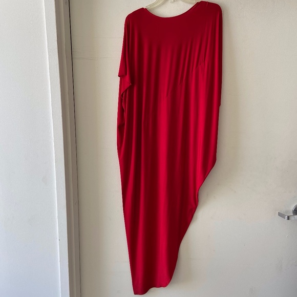 Red Asymmetrical Kaftan Dress - Picture 1 of 4